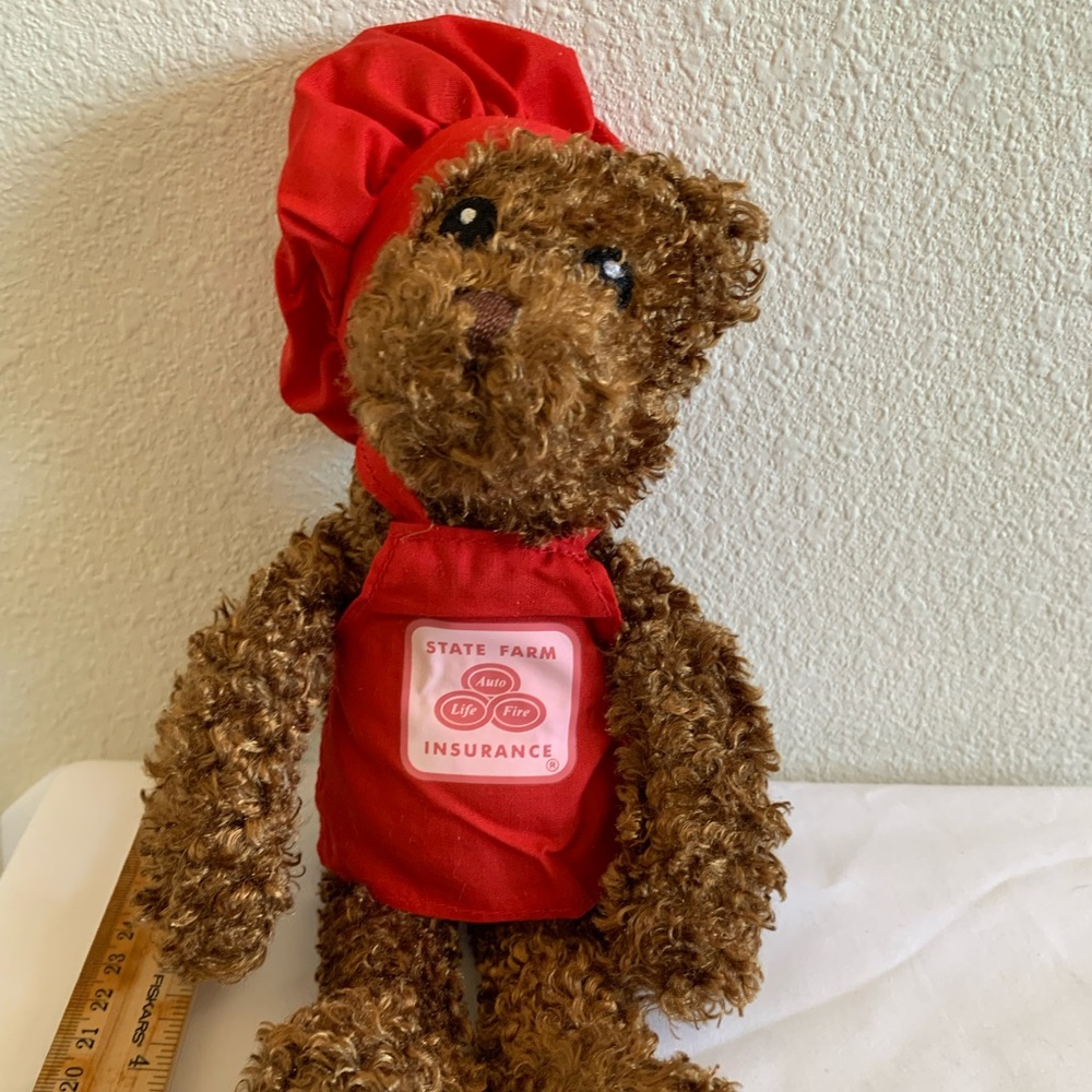 Chelsea Teddy Bear. State Farm promotional teddy bear. State Farm apron